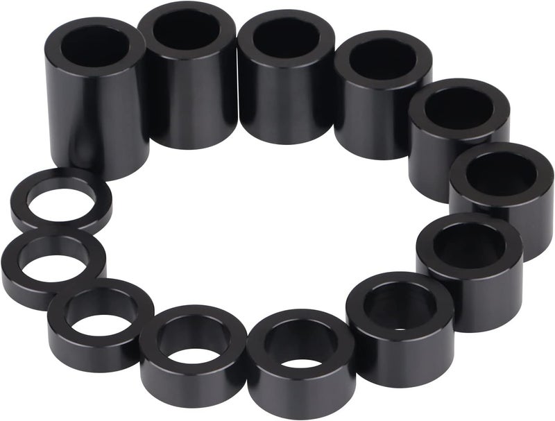 XMMT Black 13PCS Wheel Axle Spacer Kit I.D. 3/4" (0.75) - O.D. 1-1/8" (1.125) Billet Aluminum Compatible with Harley Bobbers Choppers Dyna Softail Touring Electra Glide Sportster 883 1200 - Image 2
